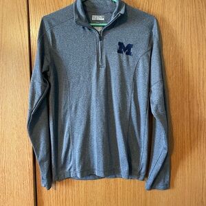 Gray Quarter-Zip Pullover with Michigan Logo
